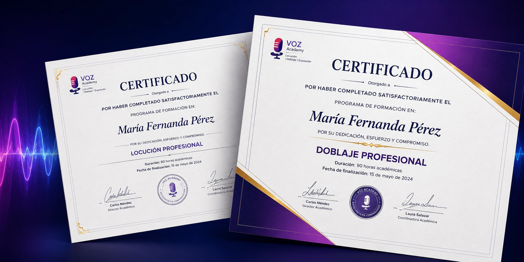 Certificados de doblaje y locución