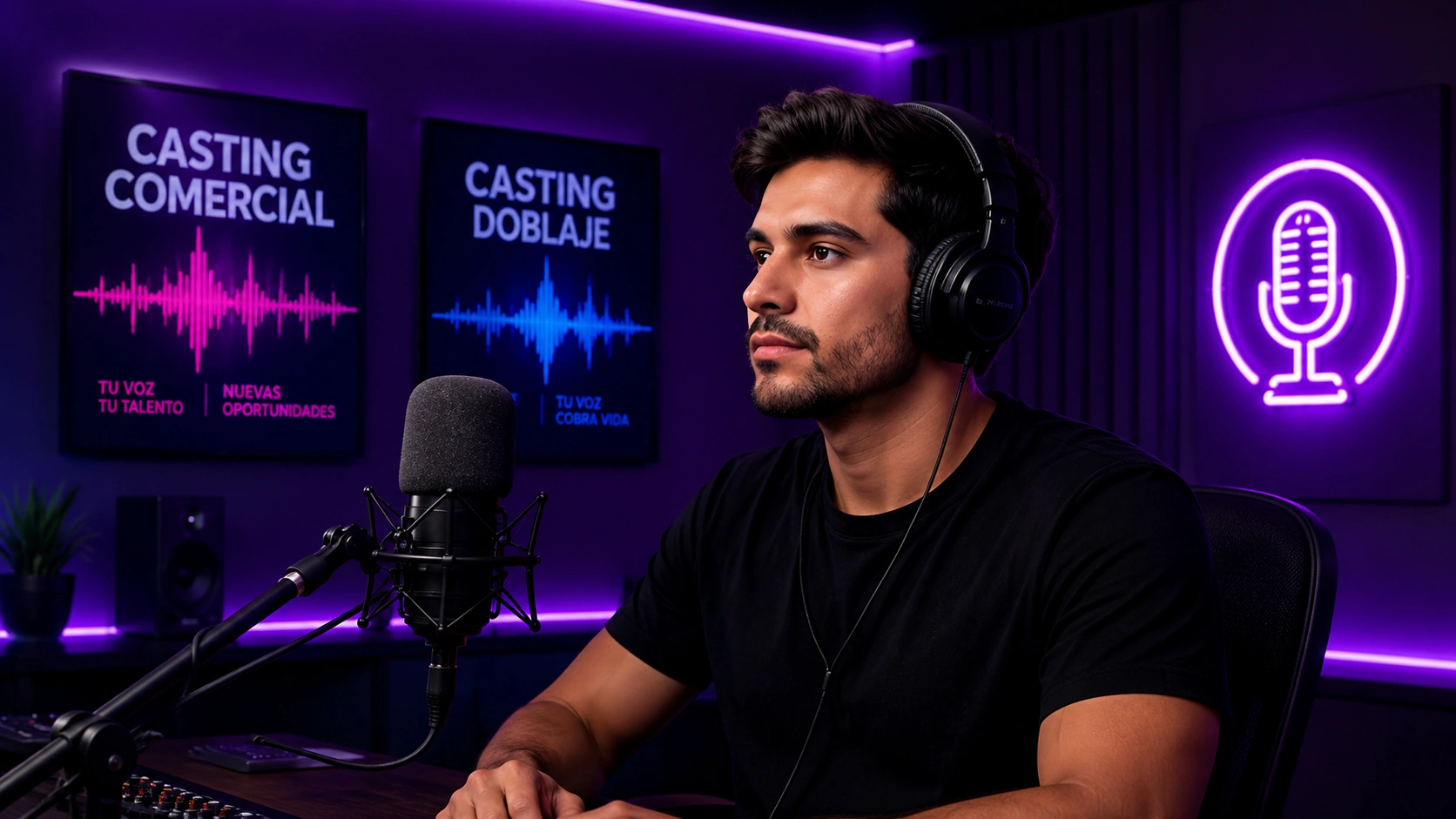 Actor de voz en estudio profesional